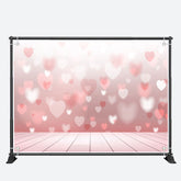 Aperturee - Gradient Pink White Heart Valentines Day Backdrop